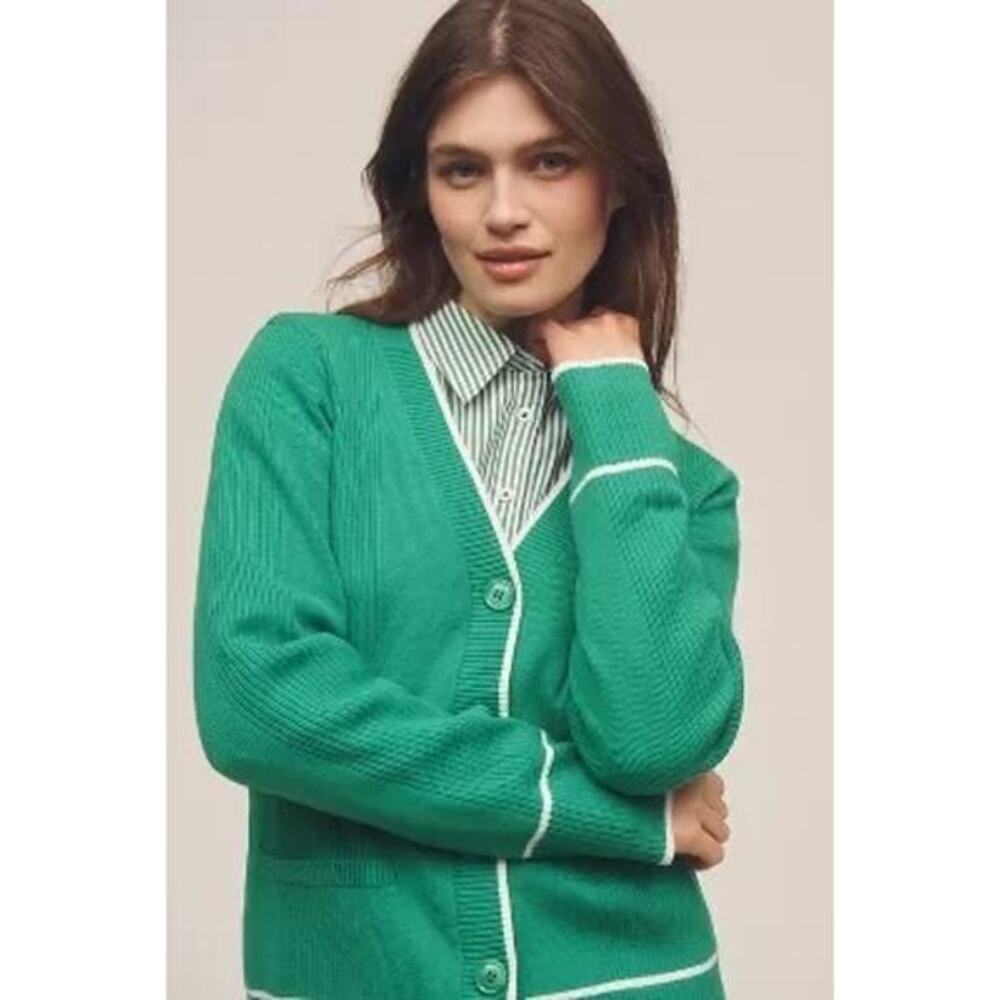 Maeve  V-Neck Cardigan Sweater	 size small green